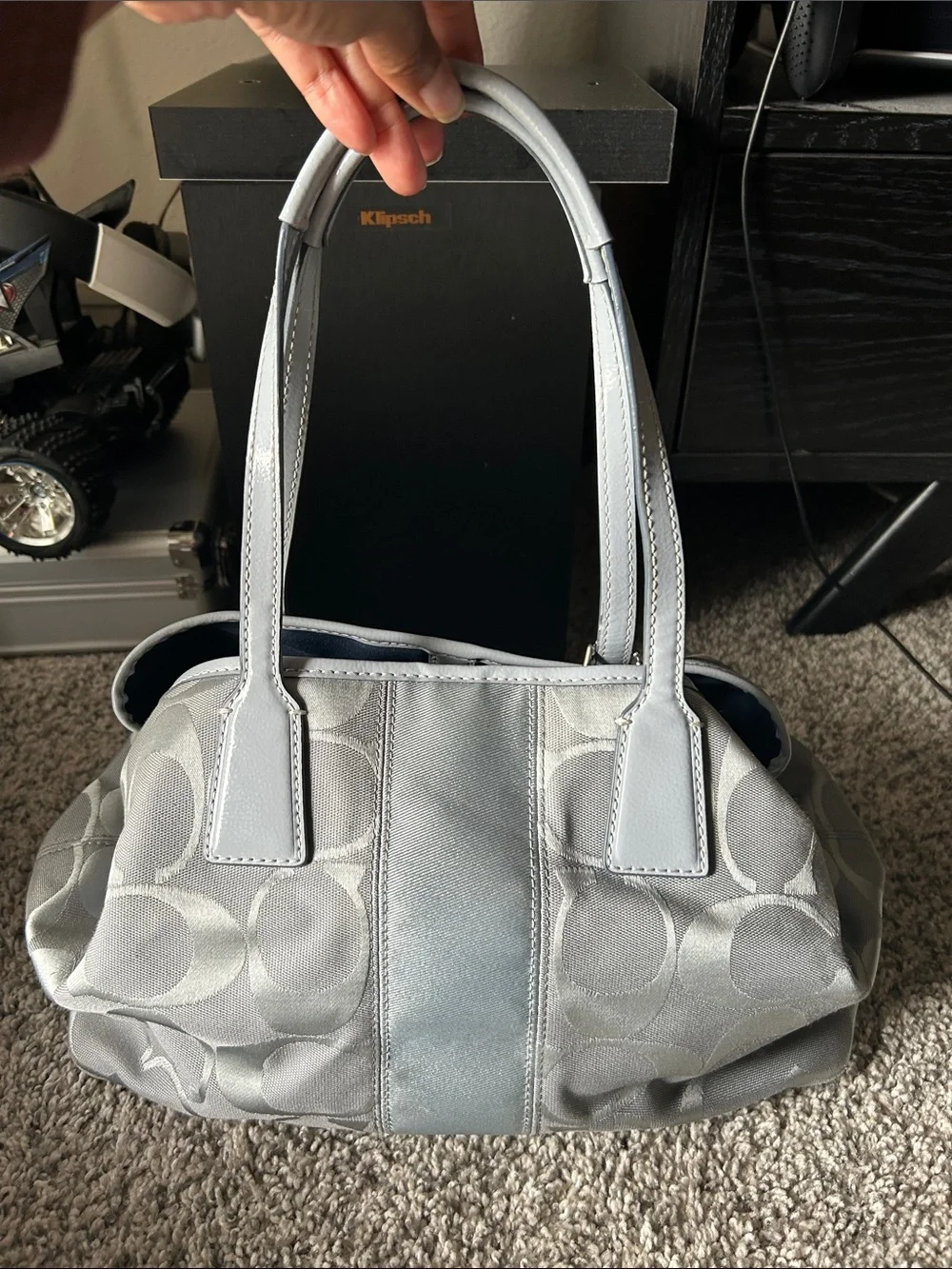 Coach Silver Signature Satin Tote Mint Condition 2010-2011